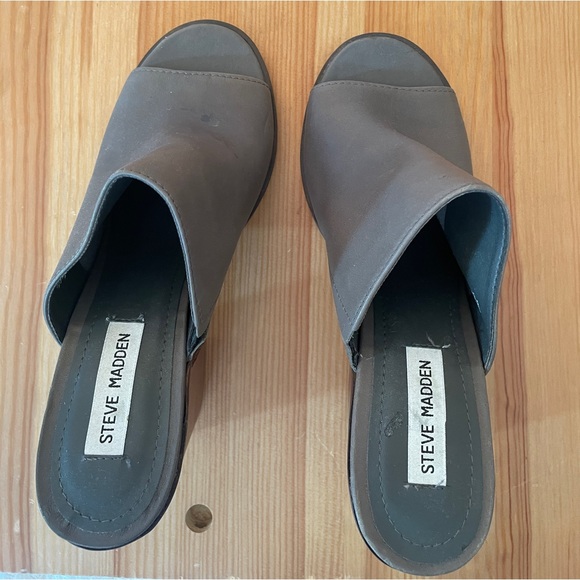 Steve Madden Krizia size 10 Open Toe Clog High Heel Sandal grey gray - Picture 3 of 3